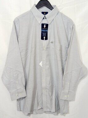 Stafford Travel Oxford Shirt Mens 17 32/33 Gray Stretch Wrinkle Free NWT